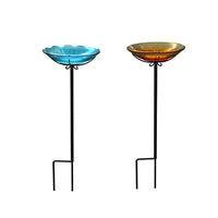Glass Flower Yard Stake Bird Bath