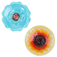 Glass Flower Yard Stake Bird Bath