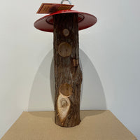 Log Suet Feeder with Red Roof