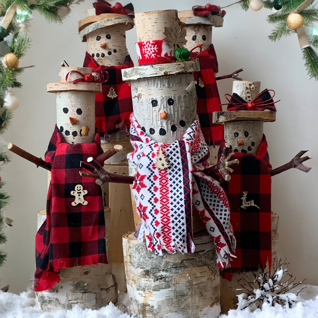 Rustic Holiday Snowman - Handcrafted Wooden Holiday Decor