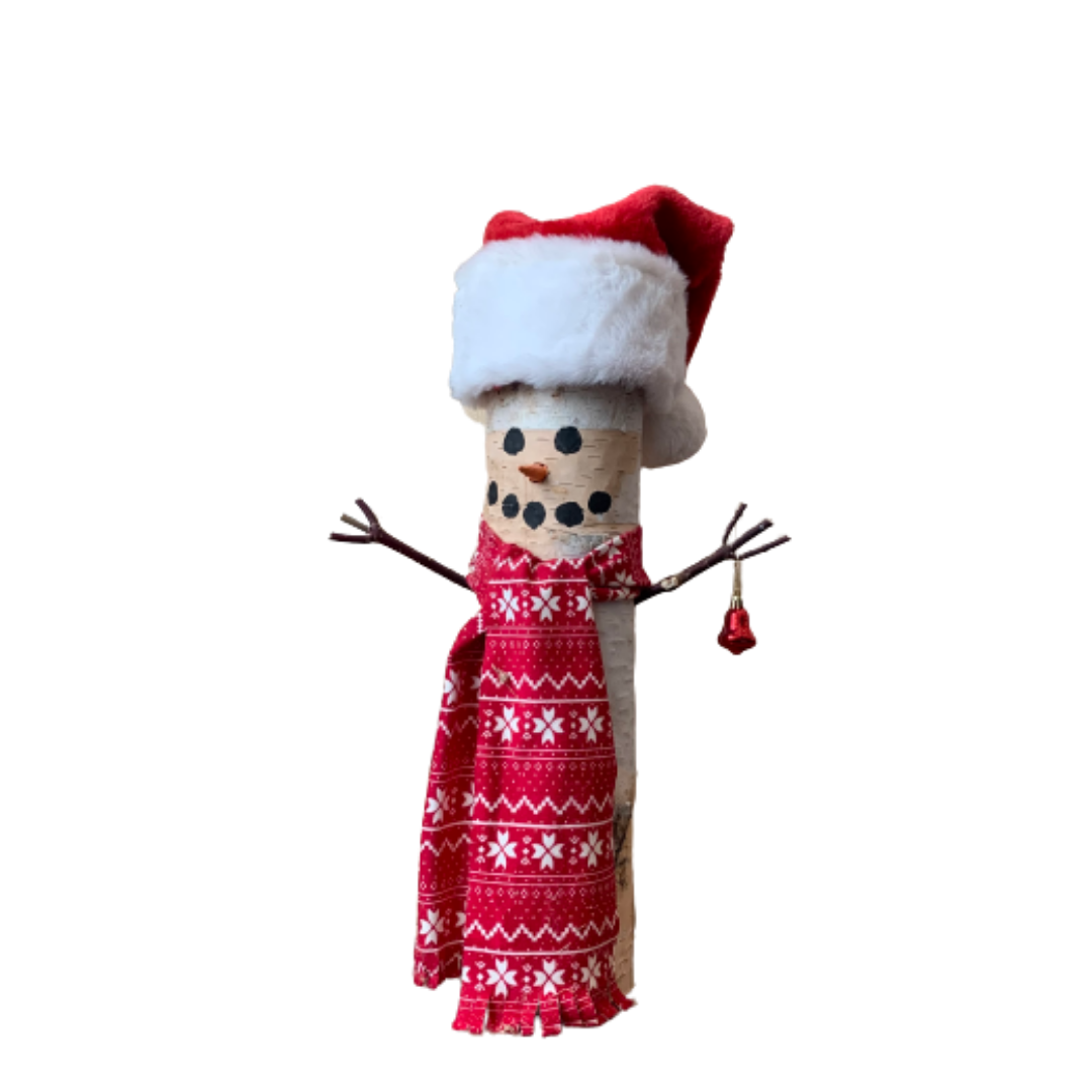 Rustic Holiday Snowman - Handcrafted Wooden Holiday Decor