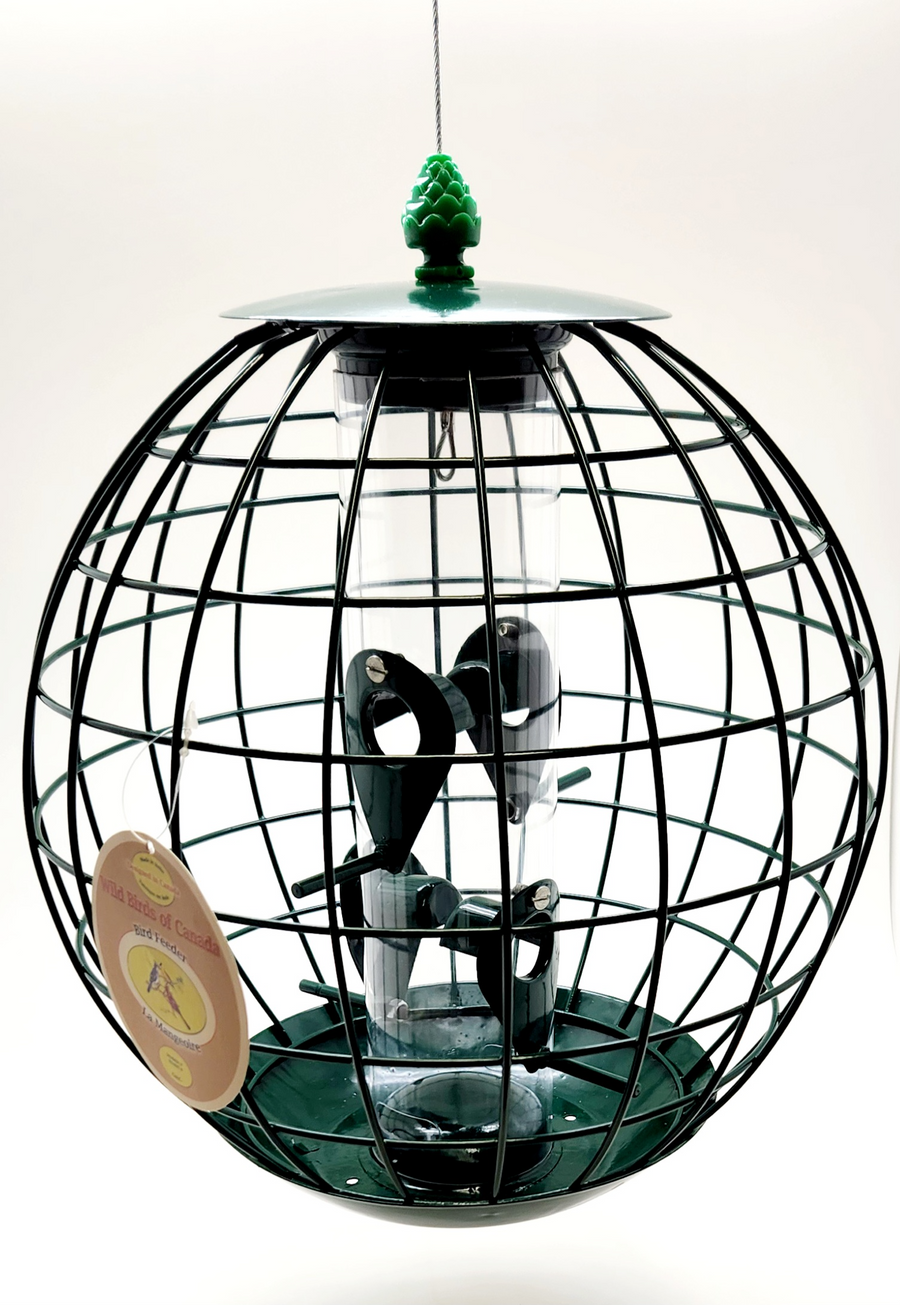 Green Rounded Caged Sunflower Tube Feeder