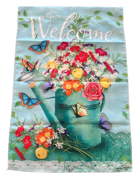 Welcome Flower Pot Garden Flag