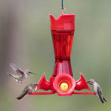 Four Flower Glass Hummingbird Feeder
