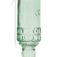 Green Antique Glass Bottle Hummingbird Feeder